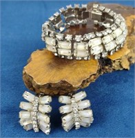 Vtg Kramer of NY Quartz Bracelet & Earrings