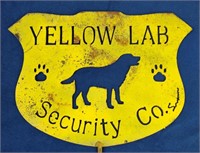 Yellow Lab Security Metal Sign