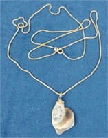 Sterling Fine Boxchain Necklace w/ Polished Stone