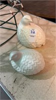 Two White Ceramic Birds