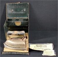 Antique Sunbeam Electric Iron w Original Case