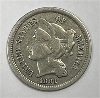 1881 Three Cent Nickel Very Fine VF