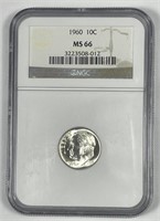 1960 Roosevelt Silver Dime NGC MS66