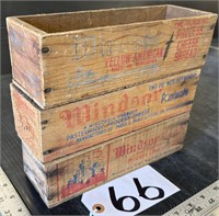 3 Wooden Advertising Cheese Boxes