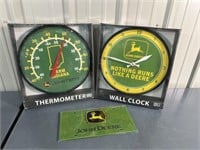 New John Deere Thermometer, Clock, & License Plate