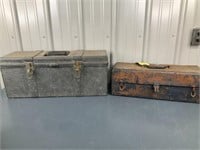 1 Metal Fishing Box, 1- Plastic Tool Box