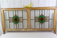 Pair Antique Stained Glass Windows
