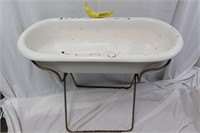 Antique Cast Iron/Enamel Baby Tub With Stand