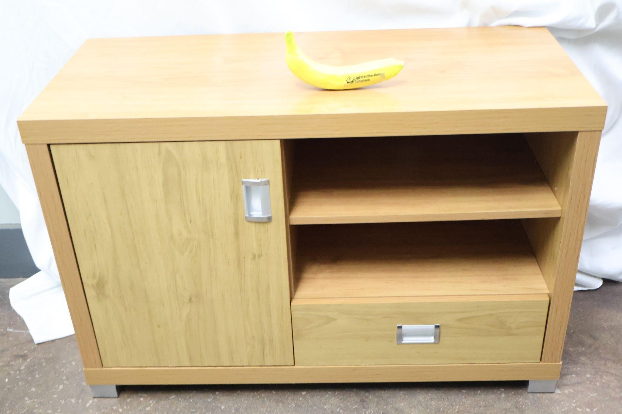 Two Shelf With Cabinet Console Table