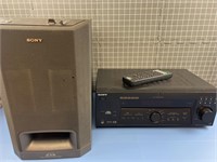 SONY STEREO RECEIVER W/ REMOTE & BASS SPEAKER