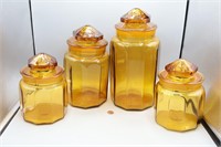 4 L.E. Smith Amber Glass Apothecary Jars