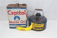 2 Vintage Capitol & Belknap Motor Oil Cans