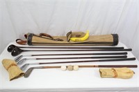 Vintage Golf Bag & Wooden Clubs, Wilson+++