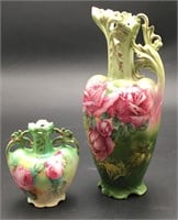 “Royal Bayreuth” Floral and Green Ewer/Vase