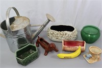 7 Vtg. Planters & Watering Can - McCoy+++