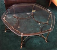 Octagon Brass and Glass Coffee Table