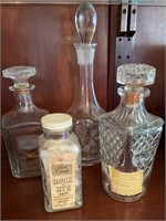 (3) DECANTERS, CANDY JAR