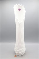 Fenton White Hobnail Glass Swung Vase