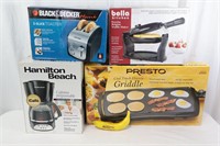 4 Presto Griddle, Bella Waffle Maker, B&D Toaster+