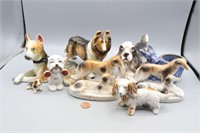 9 Mid-Century Porcelain Dog Figurines