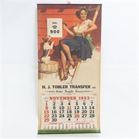 1953 H J Tobler Transfer Inc. Calendar