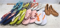 8 pr Sandels & Moccasins. Used