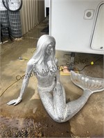Large aluminum metal, mermaid statue approx. 3ft