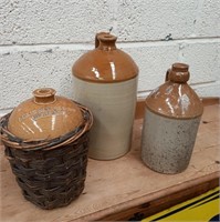 Three old Stoneware Whiskey Jars including