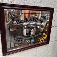Interesting Black and White Scottch Framed Mirror