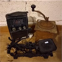 Vintage Radio, Coffee Grinder and a Scales