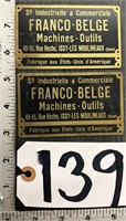 2 Franco Belge Brass Machine Plates