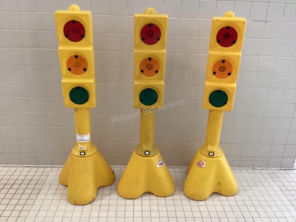 Three Plastic Stop Lights, 45" tall