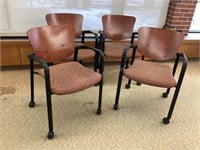4 Haworth Maroon Rolling Chairs
