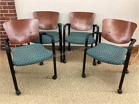 4 Haworth Green Rolling Chairs