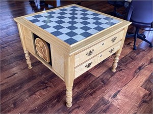 Handmade Chess Cabinet Table & Carved Pieces