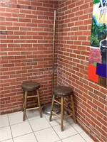 Metal Coat Rack & Two Stools