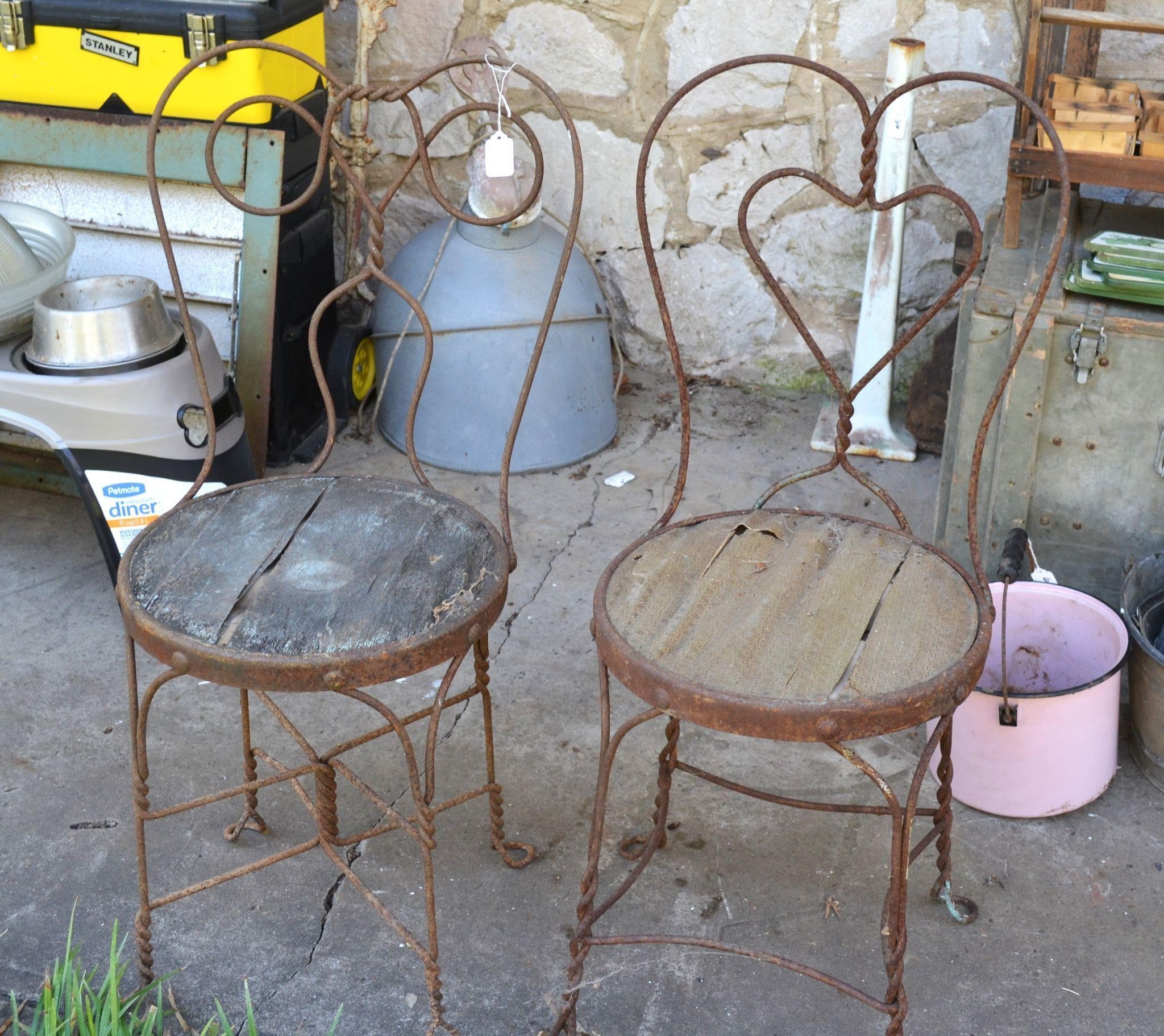 2 Vintage Metal Soda Shop Chairs