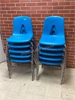 10 Mity-Lite Blue Stackable Chairs