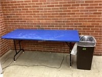 Blue Light Weight Folding Table & Trash Can