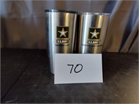2 US Army Stainless Travel Mugs w/ lids
