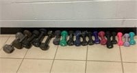 18 Hand Weights in Various Sizes, 2-12 Pounds