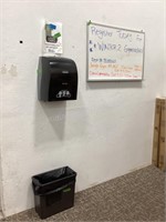 Dispenser, Trash Can & Dry Erase Board