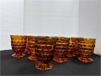 Vintage Amber Indian Glass Juice Glass Set