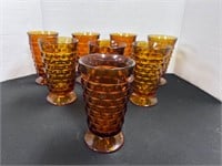 Vintage Amber Indian Drinking Glass Set 6.5”
