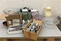 Silverware, Fostoria Bowls, Drink Canisters & More