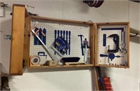 Wood Wall Tool Cabinet & Contents