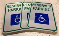 Three New Metal Handicap Parking Signs, 12"x18”