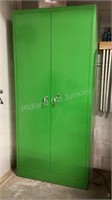 Green Two Door Metal Cabinet & Contents