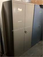 Tan Two Door Metal Storage Cabinet