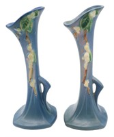 2pc Roseville Snowberry Bud Vase